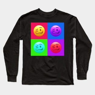 Drunk Face Emoji | Pop Art Long Sleeve T-Shirt